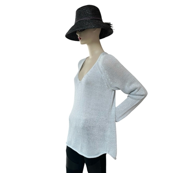 Women Pullover H&M Light Blue Casual Sweater Long Sleeve Drop Shoulder Knit Top - Picture 6 of 8